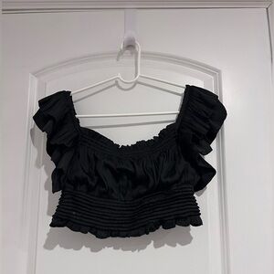 Elegant Black Ruffled Women's Top